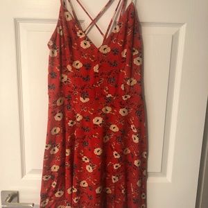 Red floral summer dress